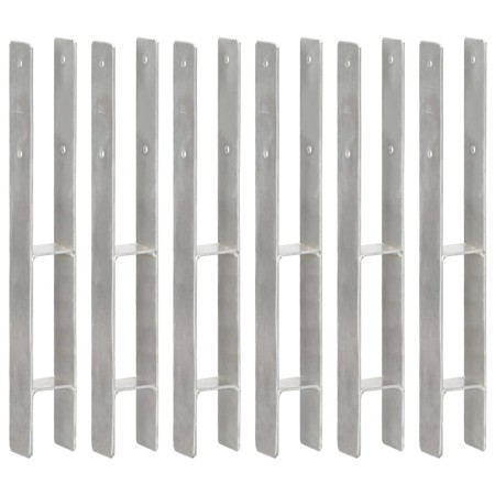 Zaunanker 6 Stück silber verzinkter Stahl 7x6x60 cm von vidaXL, Spikes zur Verankerung im Boden - Ref: Foro24-145294, Preis: ...