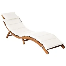 Sun lounger with cream solid acacia wood cushion by vidaXL, Loungers - Ref: Foro24-46652, Price: 162,65 €, Discount: %