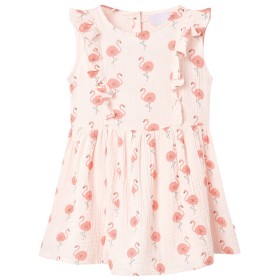 Vestido infantil con volantes rosa suave 104