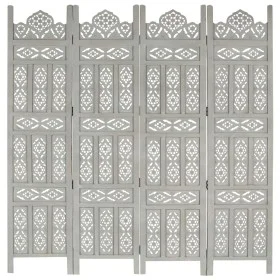 Hand-carved 4-panel room divider made of gray mango wood, measuring 160x165 cm. by vidaXL, Room dividers - Ref: Foro24-285322...