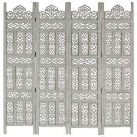 Handgeschnitzter 4-Panel-Paravent mit grauem Mangoholz 160x165 cm von vidaXL, Raumteiler - Ref: Foro24-285322, Preis: 233,60 ...