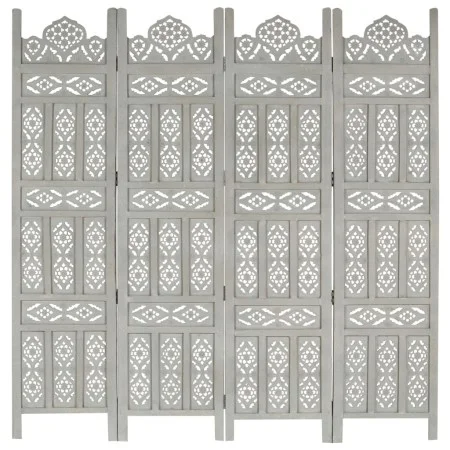 Handgeschnitzter 4-Panel-Paravent mit grauem Mangoholz 160x165 cm von vidaXL, Raumteiler - Ref: Foro24-285322, Preis: 214,91 ...