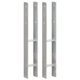Zaunanker 2 Stück silber verzinkter Stahl 8x6x60 cm von vidaXL, Spikes zur Verankerung im Boden - Ref: Foro24-145296, Preis: ...