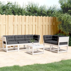 Gartensofagarnitur 5-teilig mit Kissen Massivholz Kiefer Weiß von , Gartensets - Ref: Foro24-3217001, Preis: 640,04 €, Rabatt: %