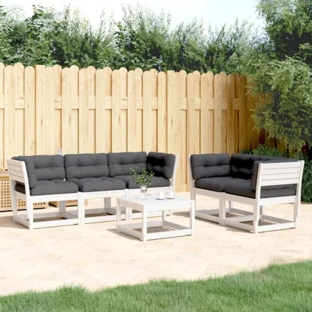 Set sofás jardín 5 pzas con cojines madera maciza pino blanco by , Garden sets - Ref: Foro24-3217001, Price: 632,14 €, Discou...