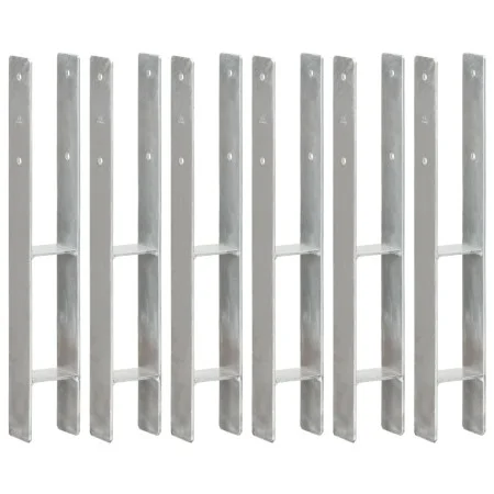 Fence anchors 6 units galvanized steel silver 8x6x60 cm by vidaXL, Spikes for anchoring in the ground - Ref: Foro24-145297, P...