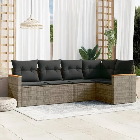 Juego de sofás jardín con cojines 5 pzas ratán sintético gris by , Garden sets - Ref: Foro24-3258350, Price: 320,37 €, Discou...