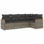 Juego de sofás jardín con cojines 5 pzas ratán sintético gris by , Garden sets - Ref: Foro24-3258350, Price: 324,40 €, Discou...