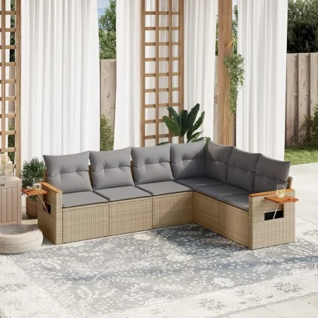 Gartensofa-Set mit 6-teiligen Kissen aus synthetischem Rattan in Beige. von , Gartensets - Ref: Foro24-3259245, Preis: 408,01...