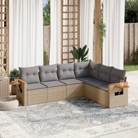 Juego de sofás jardín con cojines 6 pzas ratán sintético beige by , Garden sets - Ref: Foro24-3259245, Price: 428,98 €, Disco...