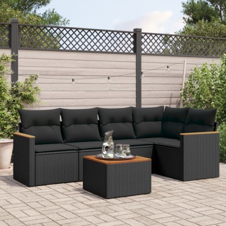 Set de sofás de jardín 6 piezas y cojines ratán sintético negro by , Garden sets - Ref: Foro24-3258352, Price: 412,07 €, Disc...