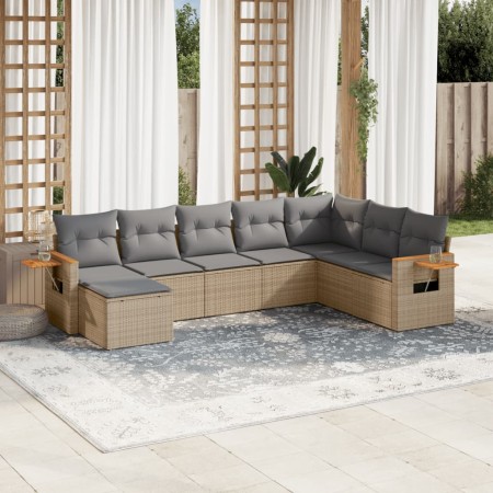 Gartensofagarnitur mit beigen Kissen, 8-teilig, aus PE-Rattan. von , Gartensets - Ref: Foro24-3259490, Preis: 519,80 €, Rabat...