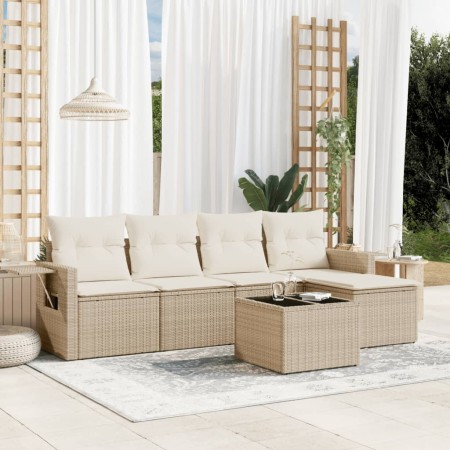 Juego de sofás jardín con cojines 6 pzas ratán sintético beige by , Garden sets - Ref: Foro24-3252435, Price: 440,72 €, Disco...