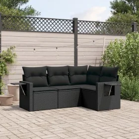 Gartensitzgruppe 4-teilig mit schwarzen Polstern aus synthetischem Rattan von , Gartensets - Ref: Foro24-3252442, Preis: 334,...