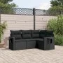 Juego de sofás jardín 4 pzas con cojines ratán sintético negro by , Garden sets - Ref: Foro24-3252442, Price: 334,36 €, Disco...