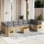 Set de sofás de jardín 11pzas con cojines ratán sintético beige by , Garden sets - Ref: Foro24-3259574, Price: 675,03 €, Disc...