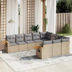 Gartensofa-Set mit 10-teiligen beigen Kissen aus synthetischem Rattan. von , Gartensets - Ref: Foro24-3259581, Preis: 622,57 ...