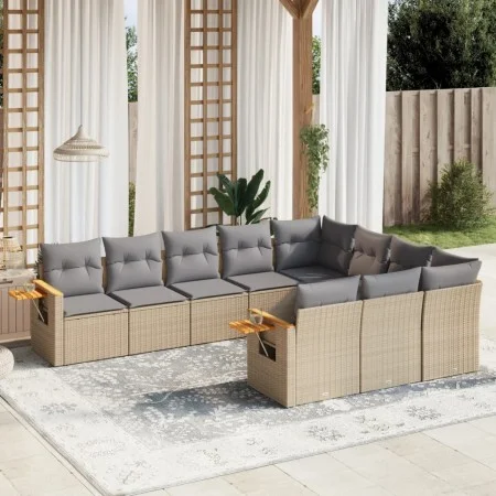 Gartensofa-Set mit 10-teiligen beigen Kissen aus synthetischem Rattan. von , Gartensets - Ref: Foro24-3259581, Preis: 622,57 ...