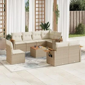 Set de sofás de jardín 9 pzas con cojines ratán sintético beige by , Garden sets - Ref: Foro24-3259412, Price: 662,96 €, Disc...
