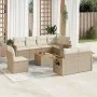Set de sofás de jardín 9 pzas con cojines ratán sintético beige by , Garden sets - Ref: Foro24-3259412, Price: 662,96 €, Disc...