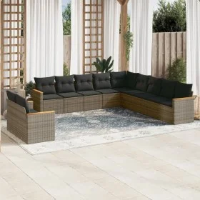 Gartensofagarnitur 11-teilig mit grauen Kissen aus synthetischem Rattan. von , Gartensets - Ref: Foro24-3258532, Preis: 672,5...