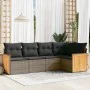 Gartensofa-Set mit 5-teiligen Kissen aus grauem synthetischem Rattan von , Gartensets - Ref: Foro24-3260030, Preis: 348,18 €,...
