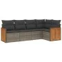 Juego de sofás jardín con cojines 5 pzas ratán sintético gris by , Garden sets - Ref: Foro24-3260030, Price: 348,18 €, Discou...