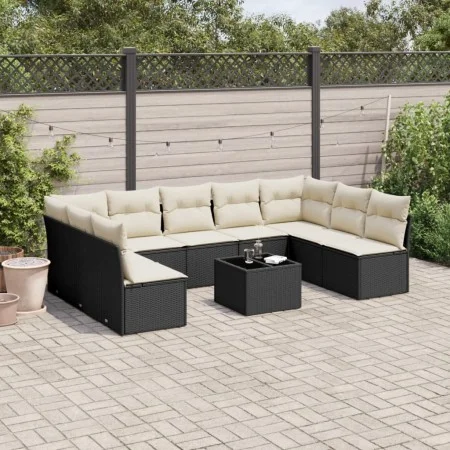 Set de sofás de jardín 10 pzas cojines ratán sintético negro by , Garden sets - Ref: Foro24-3249915, Price: 540,82 €, Discoun...