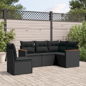 Gartenmöbel-Set, 5-teilig, mit schwarzen Polstern aus synthetischem Rattan. von , Gartensets - Ref: Foro24-3258373, Preis: 36...