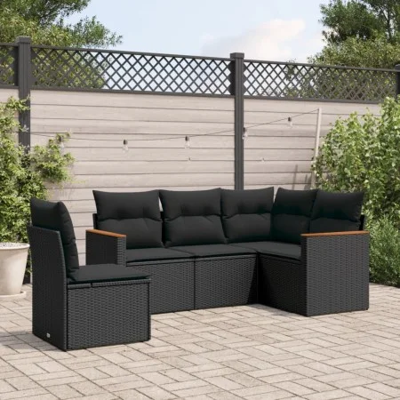Gartenmöbel-Set, 5-teilig, mit schwarzen Polstern aus synthetischem Rattan. von , Gartensets - Ref: Foro24-3258373, Preis: 35...