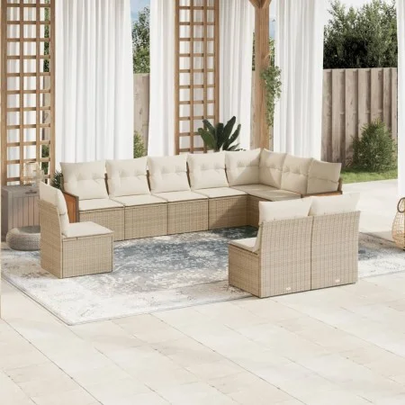 Juego de sofás jardín con cojines beige 10 pzas ratán sintético by , Garden sets - Ref: Foro24-3260154, Price: 726,97 €, Disc...