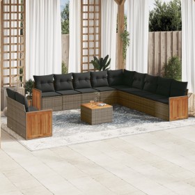 Set de sofás de jardín 12 pzas con cojines ratán sintético gris by , Garden sets - Ref: Foro24-3260219, Price: 810,29 €, Disc...