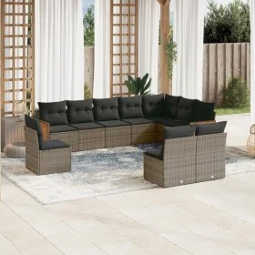 Set de sofás de jardín 10 pzas con cojines ratán sintético gris by , Garden sets - Ref: Foro24-3260156, Price: 613,86 €, Disc...