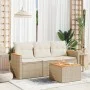 Gartensitzgruppe mit 4-teiligen Sofas und Kissen aus synthetischem Rattan in Beige. von , Gartensets - Ref: Foro24-3258166, P...