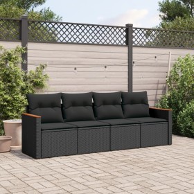 Juego de sofás jardín 4 pzas con cojines ratán sintético negro by , Garden sets - Ref: Foro24-3258170, Price: 295,58 €, Disco...