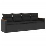 Juego de sofás jardín 4 pzas con cojines ratán sintético negro by , Garden sets - Ref: Foro24-3258170, Price: 295,58 €, Disco...