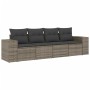 Set de sofás de jardín 4 pzas y cojines ratán sintético gris by , Garden sets - Ref: Foro24-3254617, Price: 277,96 €, Discoun...