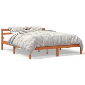 Wax brown pine solid wood bed frame 160x200 cm by , Beds and slatted bases - Ref: Foro24-844147, Price: 103,00 €, Discount: %