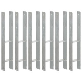 Zaunanker 6 Stück silber verzinkter Stahl 9x6x60 cm von vidaXL, Spikes zur Verankerung im Boden - Ref: Foro24-145300, Preis: ...