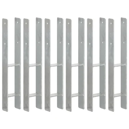 Anclajes de valla 6 uds acero galvanizado plateado 9x6x60 cm de vidaXL, Puntas para anclaje en el suelo - Ref: Foro24-145300,...