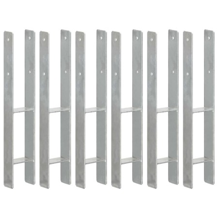Zaunanker 6 Stück silber verzinkter Stahl 9x6x60 cm von vidaXL, Spikes zur Verankerung im Boden - Ref: Foro24-145300, Preis: ...