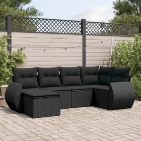 6-teiliges Gartensofa-Set und Kissen aus schwarzem Kunststoff-Rattan. von , Modulare Sofas für den Außenbereich - Ref: Foro24...
