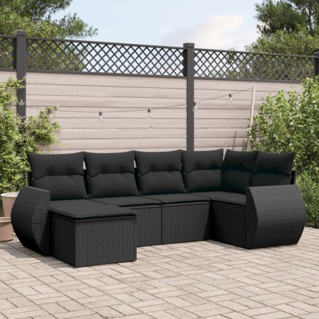 Set de sofás de jardín 6 piezas y cojines ratán sintético negro by , Modular outdoor sofas - Ref: Foro24-3221654, Price: 392,...