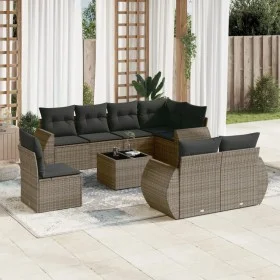 Set de muebles de jardín 9 pzas y cojines ratán sintético gris by , Modular outdoor sofas - Ref: Foro24-3221649, Price: 628,5...