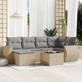 Set sofás de jardín 7 piezas y cojines ratán sintético beige by , Modular outdoor sofas - Ref: Foro24-3221668, Price: 451,72 ...