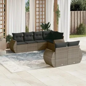 7-teiliges Gartensofa-Set mit grauen PE-Rattan-Kissen. von , Modulare Sofas für den Außenbereich - Ref: Foro24-3221609, Preis...
