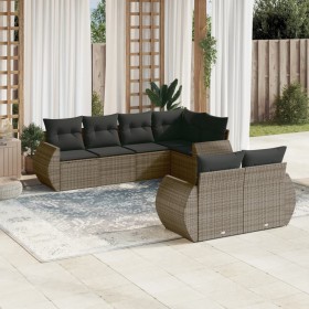 Set de sofás de jardín 7 piezas con cojines ratán PE gris by , Modular outdoor sofas - Ref: Foro24-3221609, Price: 505,07 €, ...