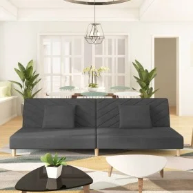 Sofá cama de 2 plazas con dos almohadas tela gris oscuro by , Sofas - Ref: Foro24-375888, Price: 253,40 €, Discount: %