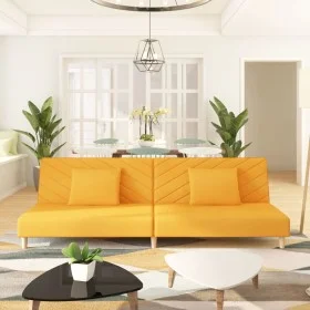 Sofá cama de 2 plazas con dos almohadas tela color amarillo by , Sofas - Ref: Foro24-375895, Price: 236,31 €, Discount: %