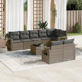 Gartenmöbel-Set 9-teilig mit grauen Polstern aus synthetischem Rattan von , Gartensets - Ref: Foro24-3252767, Preis: 607,37 €...